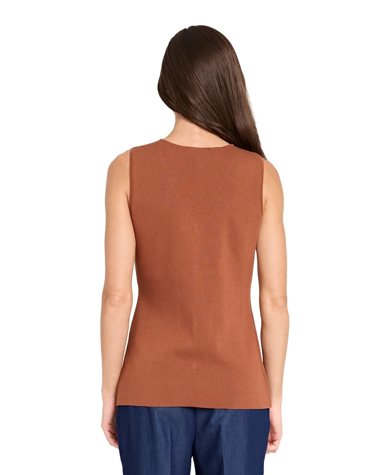 Tahari Asl Women's V-Neck Button-Up Sweater Vest