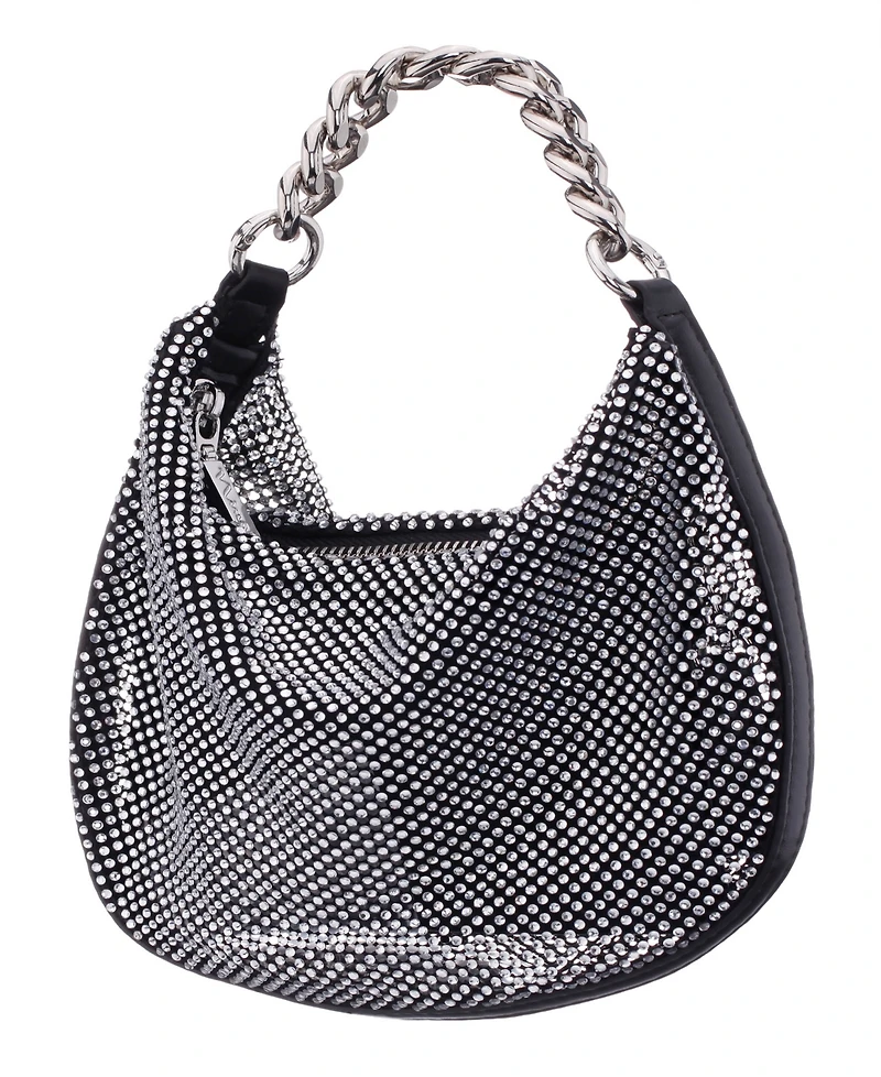 Nina Crystal Mesh Zipper Hobo Bag