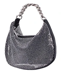 Nina Crystal Mesh Zipper Hobo Bag