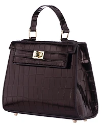 Nina Mini Croco Embossed Magnetic Snap Satchel Bag