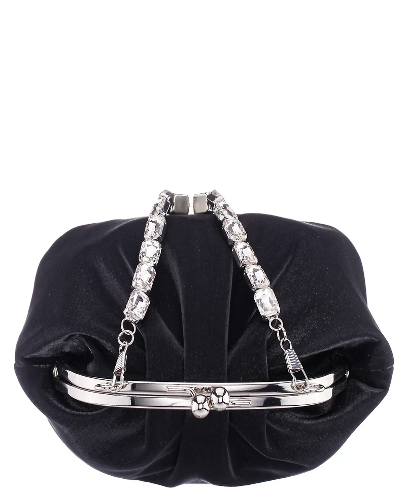 Nina Vintage Style Crystal Handle Frame Clutch