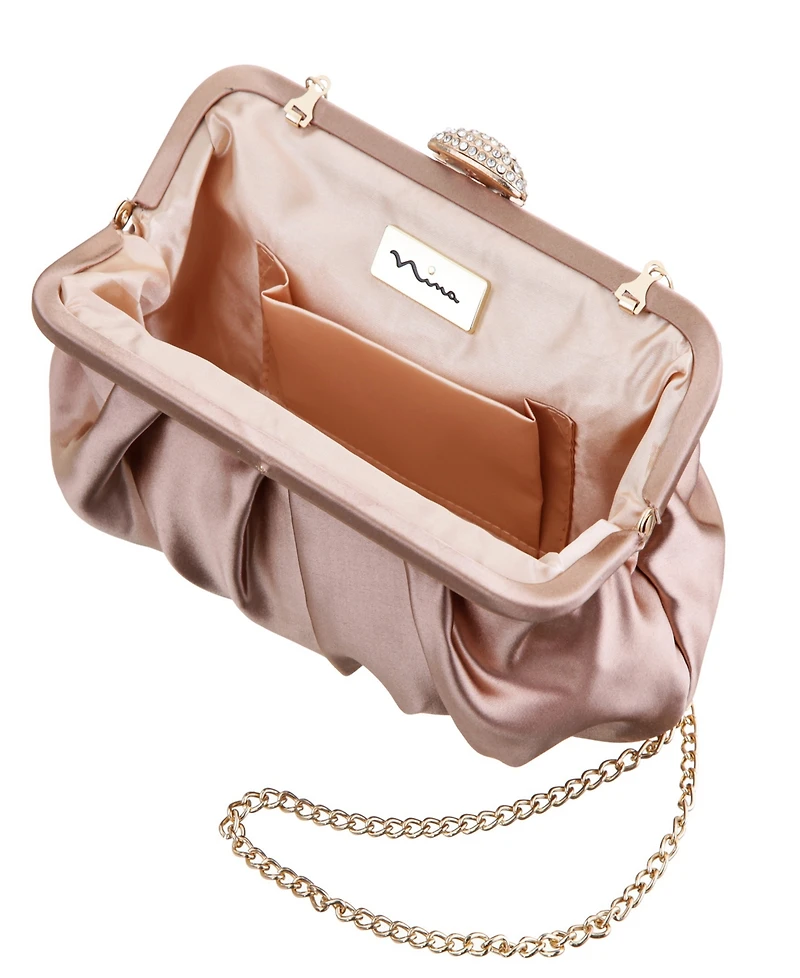 Nina Classic Lift Lock Satin Clutch