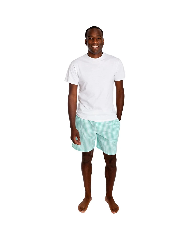 Sant and Abel Men's Hepburn Gingham Mint Sleep Shorts
