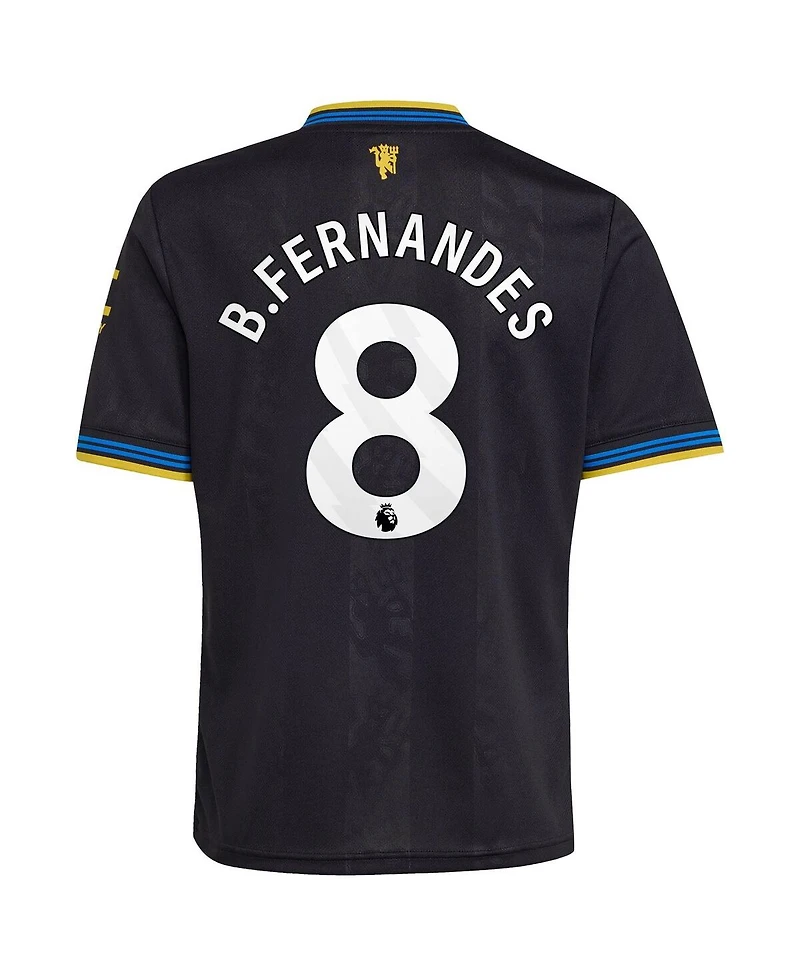 Adidas Big Boys and Girls Bruno Fernandes Black Manchester United 2025/26 Third Replica Player Jersey