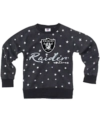 Wes & Willy Big Girls Charcoal Las Vegas Raiders Shimmer Star Reverse Fleece Pullover Sweatshirt