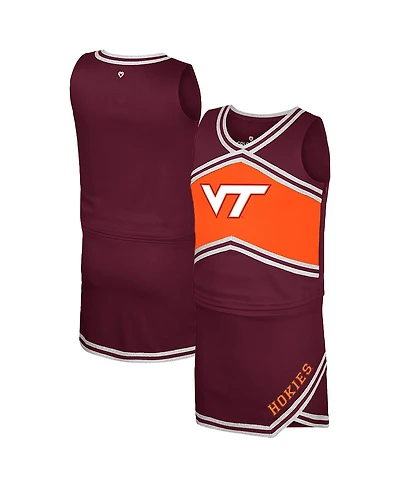 Colosseum Big Girls 2-Piece Maroon Virginia Tech Hokies Cheerleader Top and Skirt Set