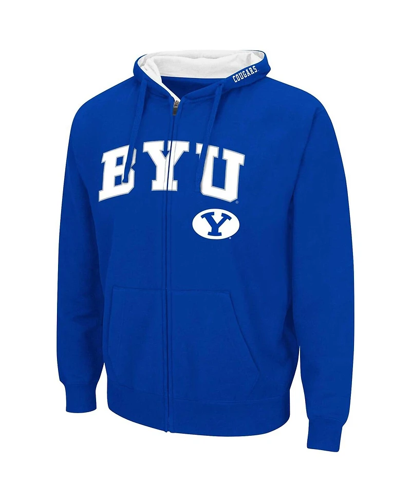 Colosseum Men's Navy Byu Cougars Arch Logo 3.0 Full-Zip Hoodie