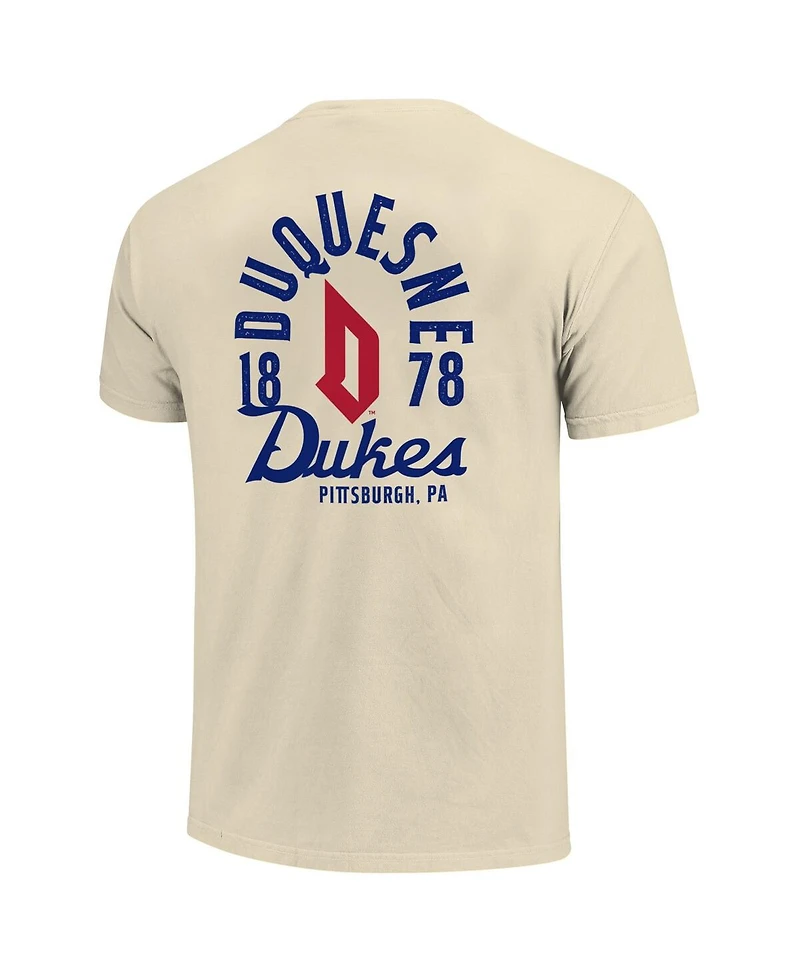 Image One Men's Cream Duquesne Dukes Comfort Colors Mascot Overlay T-Shirt