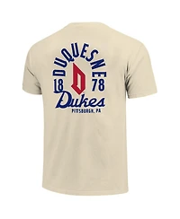 Image One Men's Cream Duquesne Dukes Comfort Colors Mascot Overlay T-Shirt