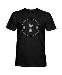 1863FC Men's Black Tottenham Hotspur Mono Crest Slub T-Shirt