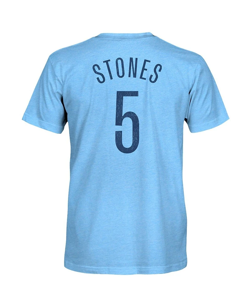 1863FC Men's John Stones Sky Blue Manchester City Player Name Number Twisted Tri-Blend Slub T-Shirt
