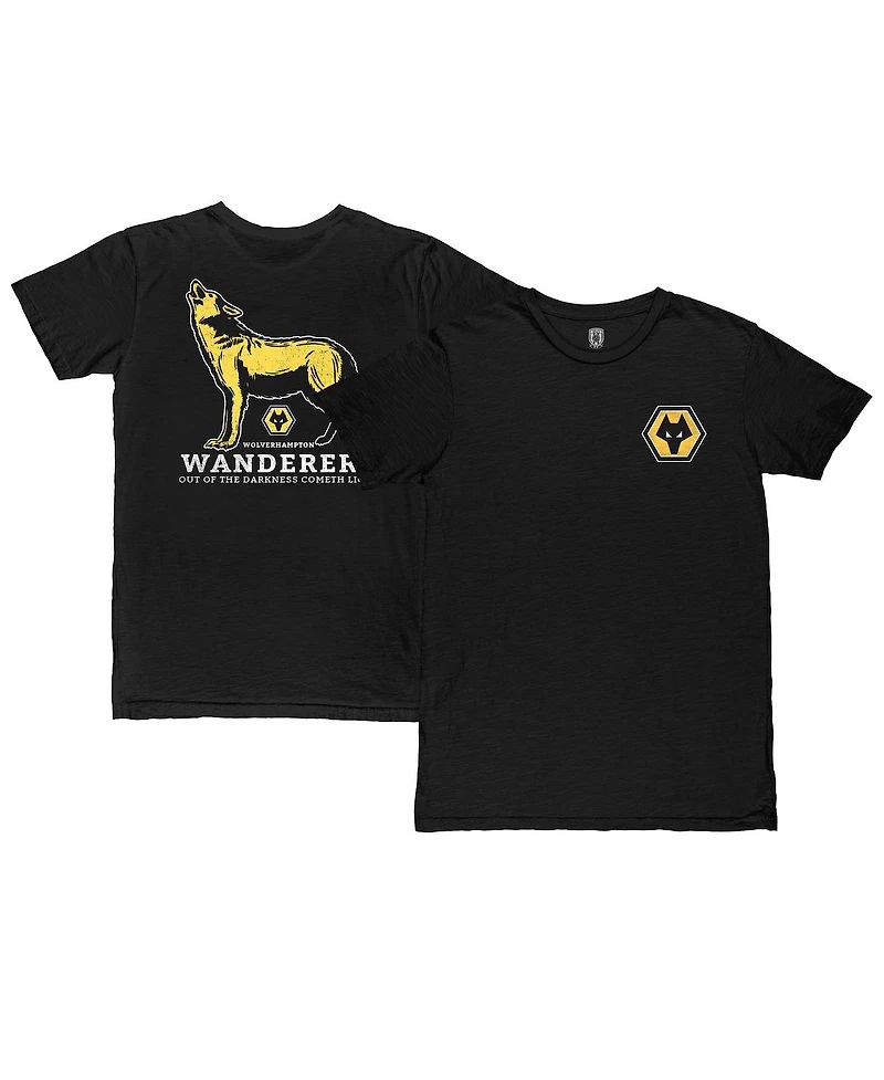 1863FC Men's Black Wolverhampton Wanderers Darkness Cometh Light Wolf Slub T-Shirt