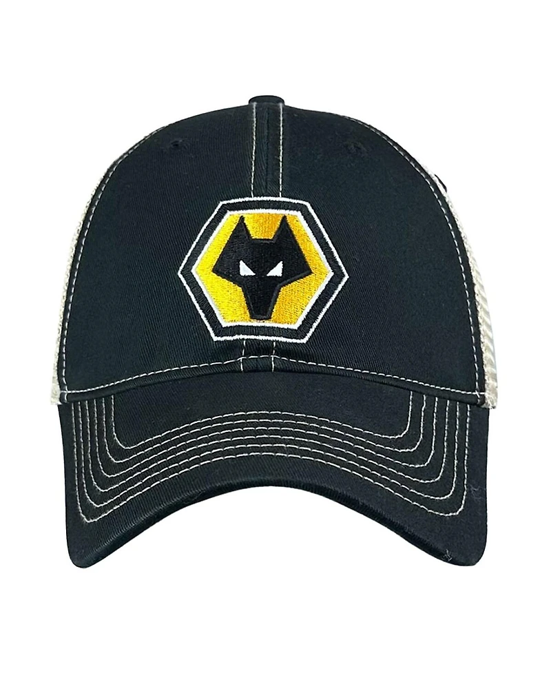 1863FC Men's Black Wolverhampton Wanderers Retro Trucker Adjustable Hat