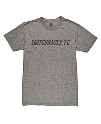 1863FC Men's Heather Gray Colorado Springs Switchbacks Fc Wordmark Tri-Blend T-Shirt