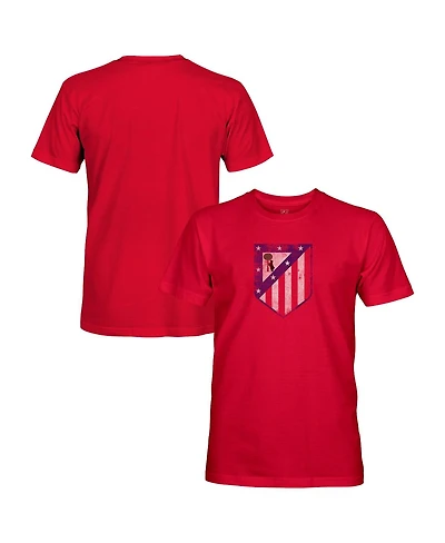 1863FC Men's Red Atletico de Madrid Badge Short Sleeve Cotton T-Shirt