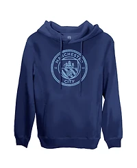 1863FC Men's Navy Manchester City Mono Badge Fleece Pullover Hoodie