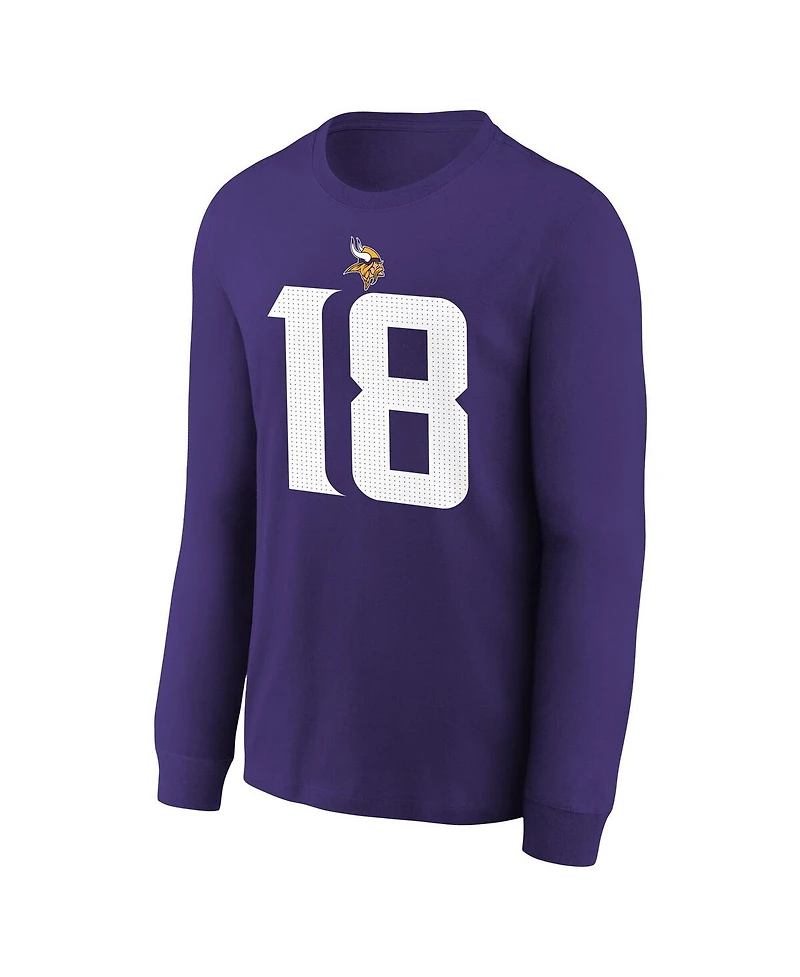 Nike Big Boys and Girls Justin Jefferson Purple Minnesota Vikings Player Name Number Long Sleeve T-Shirt