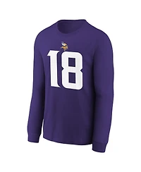 Nike Big Boys and Girls Justin Jefferson Purple Minnesota Vikings Player Name Number Long Sleeve T-Shirt