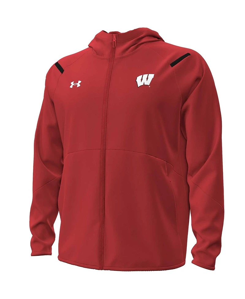 Under Armour Men's Red Wisconsin Badgers Unstoppable Performance Fleece Hoodie Half-Zip Jacket