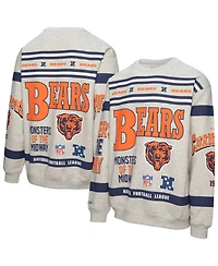 Mitchell & Ness Men's Heather Gray Chicago Bears All Over Print Fleece Crewneck Sweatshirt