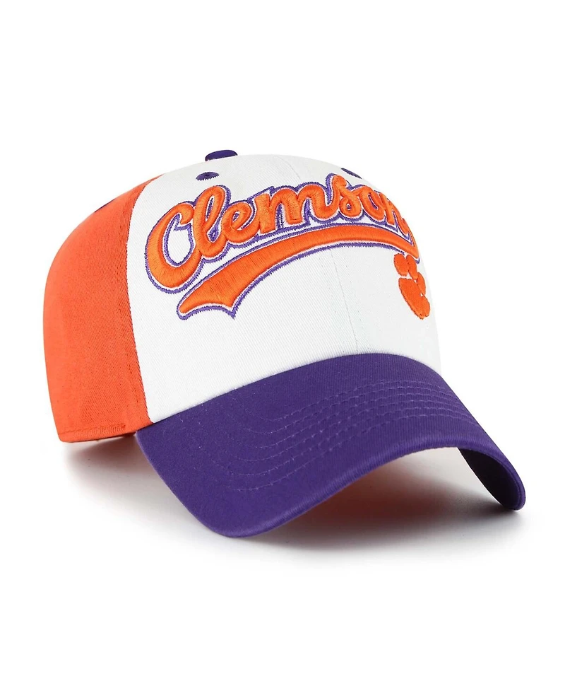 '47 Brand Big Boys and Girls White Clemson Tigers Scooter Clean Up Adjustable Hat