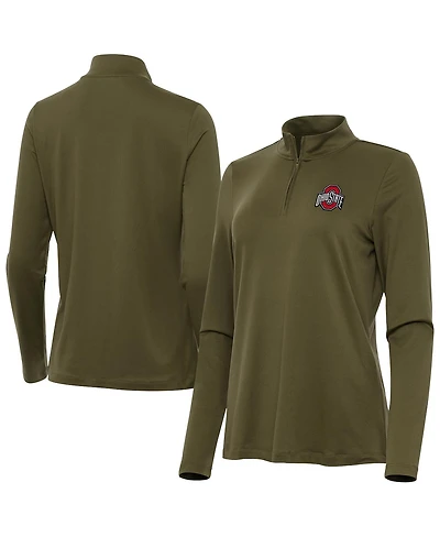 Antigua Women's Olive Ohio State Buckeyes Reprocess Quarter-Zip Top