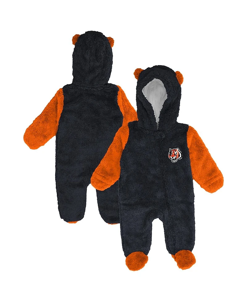Outerstuff Baby Boys and Girls Black Cincinnati Bengals Stay Napping Fleece Bunting Full-Zip Sleeper