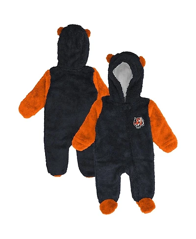 Outerstuff Baby Boys and Girls Black Cincinnati Bengals Stay Napping Fleece Bunting Full-Zip Sleeper