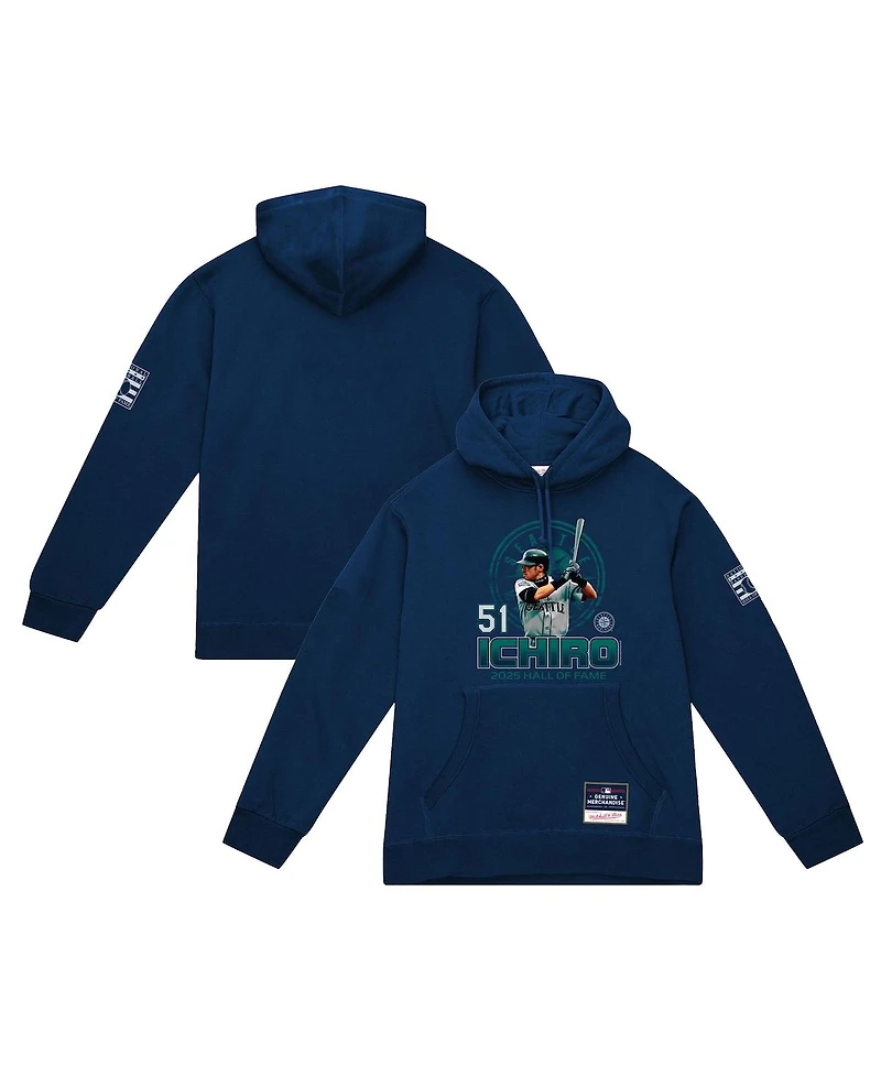 Mitchell & Ness Men's Ichiro Suzuki Navy Seattle Mariners Hall of Fame Hitter Hoodie