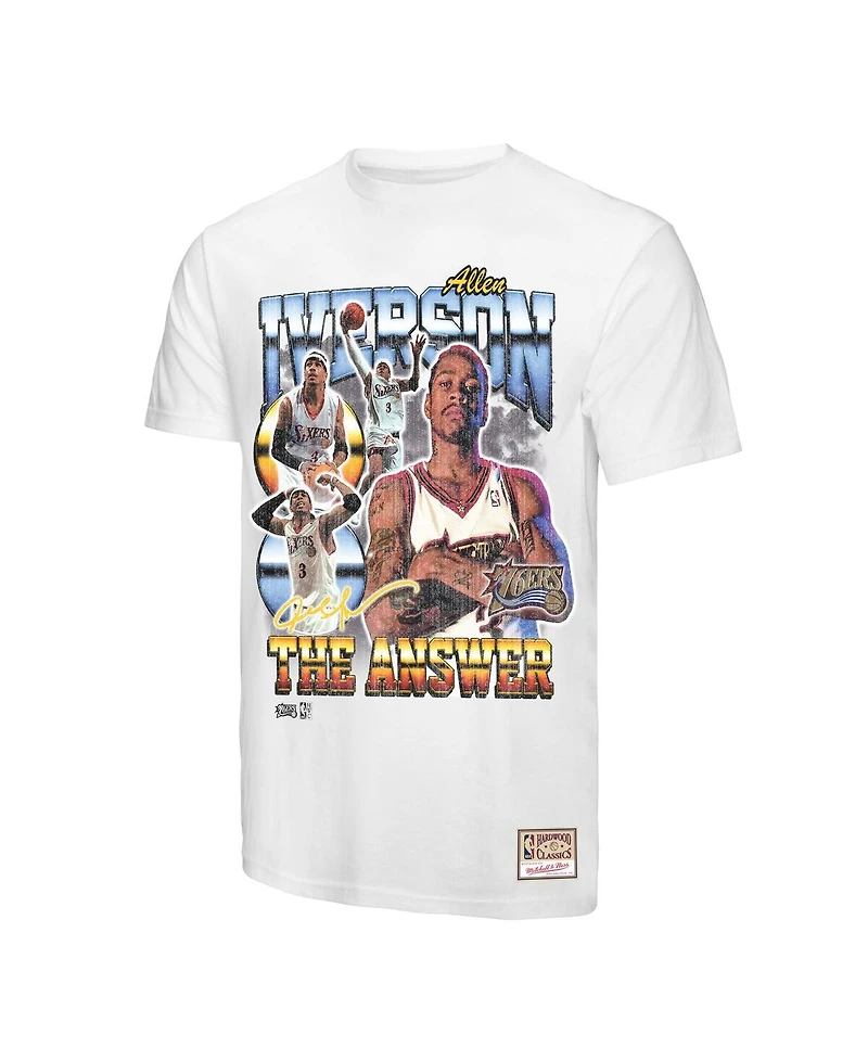 Mitchell & Ness Men's Allen Iverson White Philadelphia 76ers Hardwood Classics Commemorative Player Collage T-Shirt