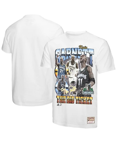 Mitchell & Ness Men's Kevin Garnett White Minnesota Timberwolves Hardwood Classics Commemorative Player Collage T-Shirt