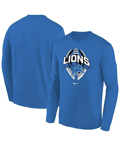 Nike Big Boys and Girls Blue Detroit Lions Primetime Legend Icon Long Sleeve Performance T-Shirt