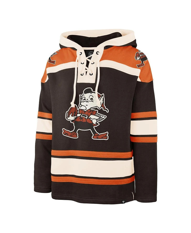 '47 Brand Men's Brown Cleveland Browns Throwback Superior Lacer Hoodie