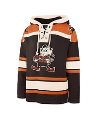 '47 Brand Men's Brown Cleveland Browns Throwback Superior Lacer Hoodie