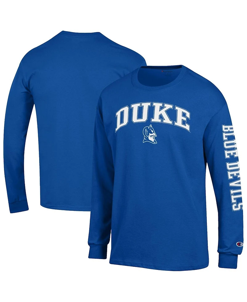 Champion Men's Royal Duke Blue Devils Arch Over Logo 2-Hit Long Sleeve T-Shirt