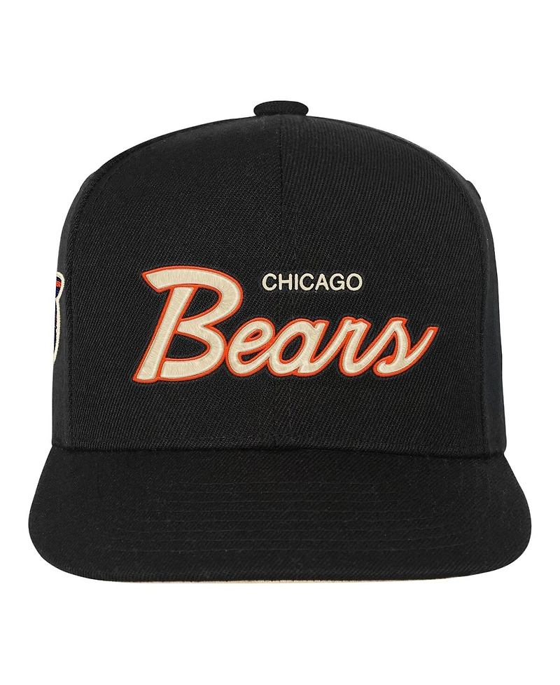 Mitchell & Ness Big Boys and Girls Black Chicago Bears Cream Team Script Snapback Hat