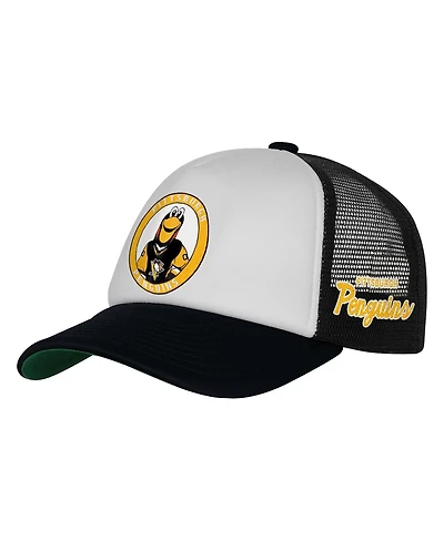 Mitchell & Ness Big Boys and Girls White Pittsburgh Penguins Mascot Adjustable Trucker Hat