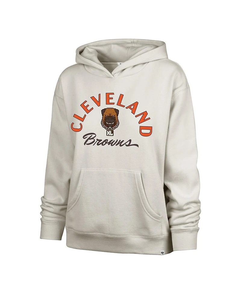 '47 Brand Women's Cream Cleveland Browns Dawg Pound Xl Whirlwind Naomi Pullover Hoodie