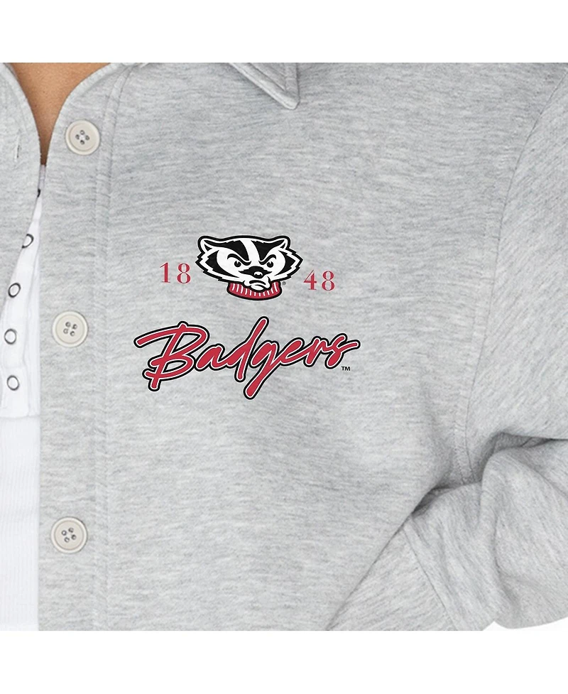 Gameday Couture Women's Ash Wisconsin Badgers Foundation Full-Button Long Sleeve Overshirt
