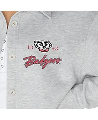 Gameday Couture Women's Ash Wisconsin Badgers Foundation Full-Button Long Sleeve Overshirt