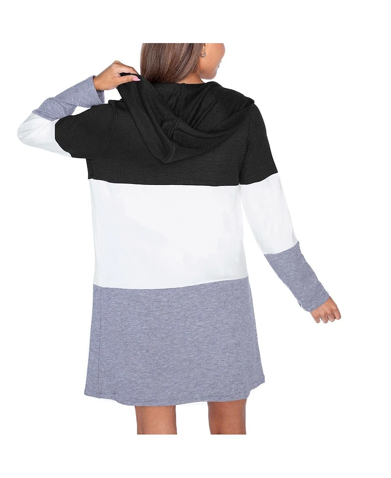 Gameday Couture Women's Black New Orleans Saints Tri-Blend Color Block Lightweight Cardigan Hoodie