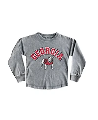 Gameday Couture Big Girls Gray Georgia Bulldogs Faded Wash Pullover Top