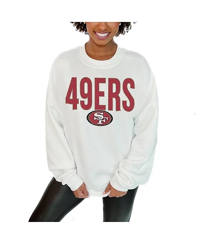 Gameday Couture Women's White San Francisco 49ers Just Go with It Oversized Long Sleeve Crewneck Sweatshirt