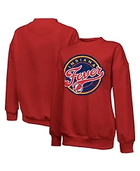 Majestic Women's Red Indiana Fever Primary Logo Drop Shoulder Tri-Blend Pullover Sweatshirt