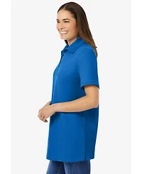 Woman Within Women's Perfect Short-Sleeve Polo Shirt