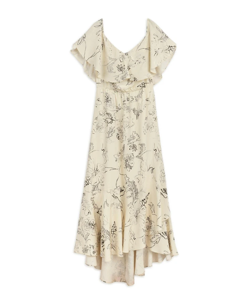 Nocturne Women's Patterned Midi Dress with Sash Tie