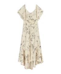 Nocturne Women's Patterned Midi Dress with Sash Tie