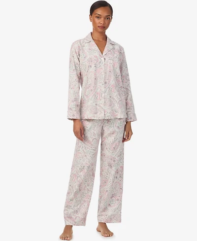 Lauren Ralph Women's 2-Piece Striped Pajama Top and Pant Set
