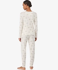 Lauren Ralph Women's 2 Piece Long Sleeve Top and Pants Pajama Set