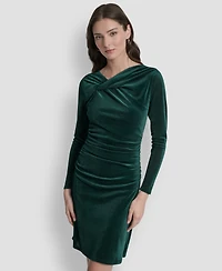 Dkny Women's Long Sleeve Asymmetrical Neck Sheath Dress